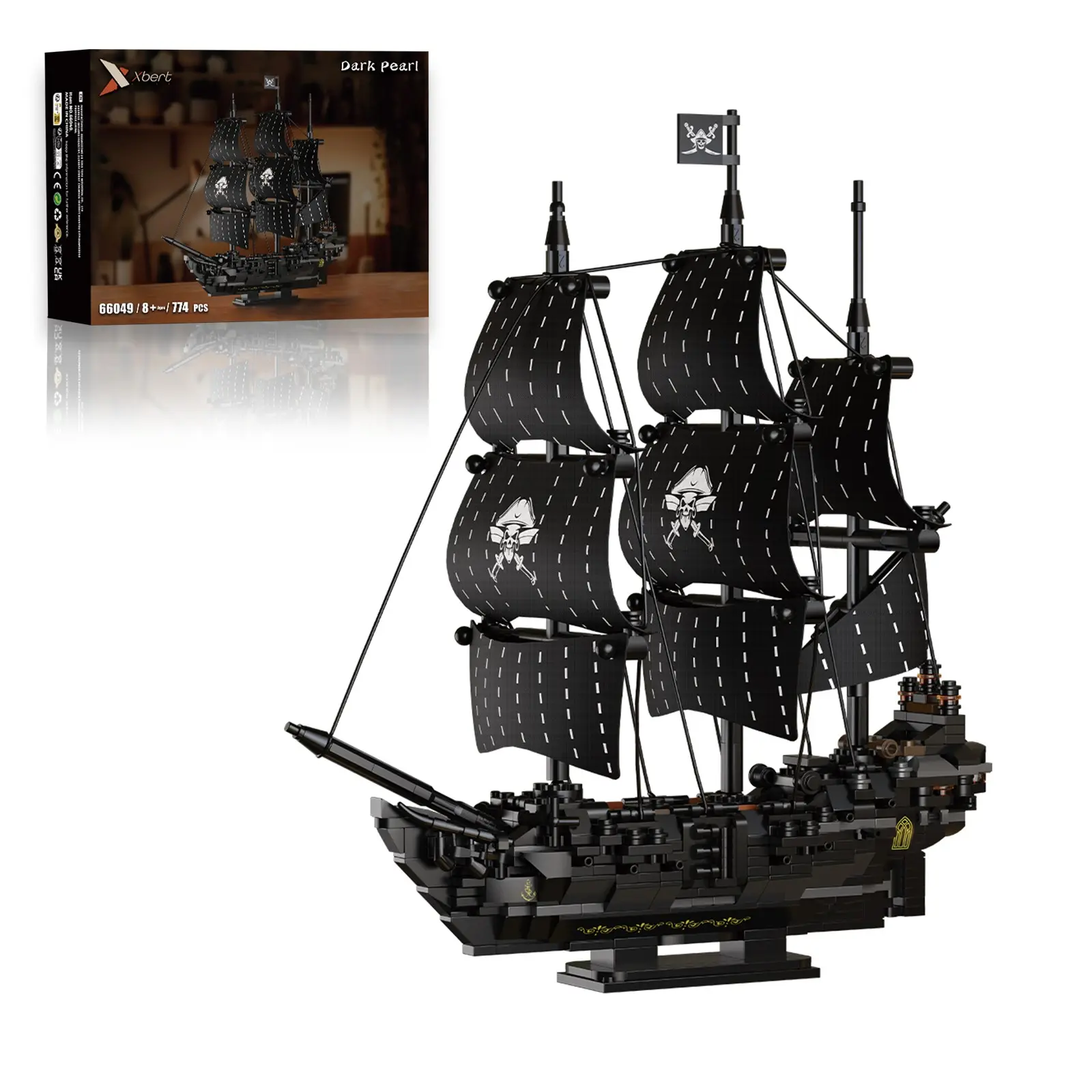 Pirate Ship Model Kit, 774 Pieces Classic Sail Pirate Warship Assembly Set, DIY Ship Building Toy, Collectible Desk Decor, Ages 8+