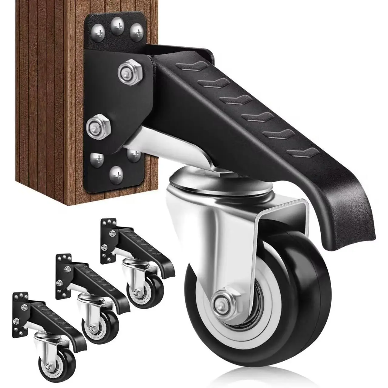 Retractable Workbench Casters Kit, 600 lbs Capacity 4 Pack | Heavy Duty Workbenches Wheeels Adjustable Workbench Casters for Workbenches, Tables, and Cabinets, Easy to Install