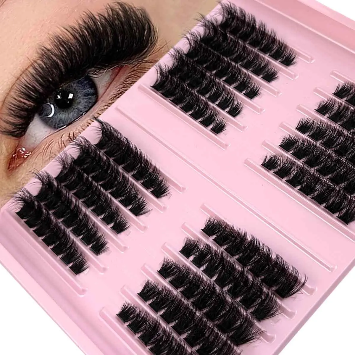 180 clusters of false eyelashes, D-curled and fluffy false eyelashes, 8-18mm mixed length, 3D effect, DIY natural, soft and thick, Volumized False Eyelashes, suitable for daily wear, parties, stage performances and nightlife occasions