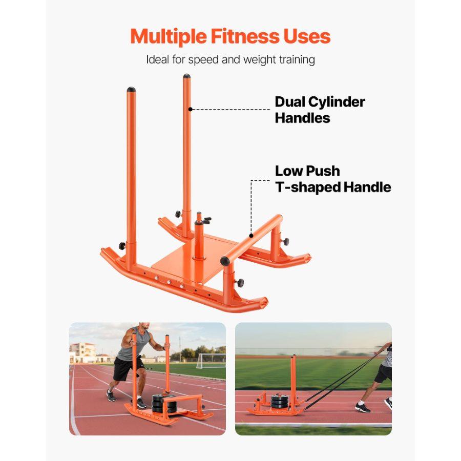 SummerWinsSteel Weight Sled, Fitness Strength Training Equipment with Handle for Speed Training & Athletic Exercise, 1/2-Inch Plates Weight Compatible, Orangedealsforyoudays