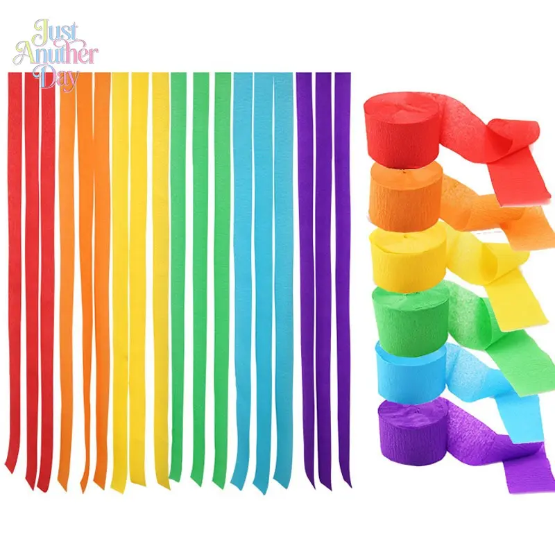 6 Rolls Crepe Paper Streamer Set Gradient Pink Wavy Paper Ribbon Backdrop With Pom Pom Balls Girls Birthday Baby Shower Kid Bedroom Wall Party Photography Decor