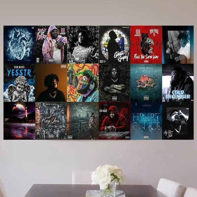 Rod Wave Collage Art Tapestry Flag - Size-Optional Indoor/Outdoor Wall Hanging Banner for Bedroom Home Decor, Indoor Wall Art Accent, Collage Art Tapestries