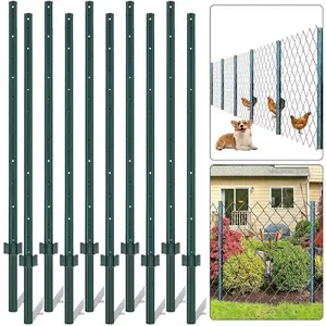 Fence Posts 10 Pack, 146Cm/4.8Ft Sturdy and Durable Metal Fence Post, No-Dig Garden u Post for Garden Patio Yard Outdoor Wire Mesh Poles for Chicken Wire Mesh