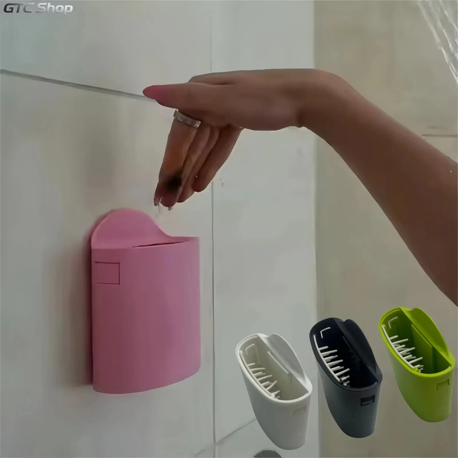 Stylish Hair Debris Storage Bin with Inner Spike Pad & Suction Cups, Adhesive‑Mount Hair Catcher for Loose Fallen Hair, Bathroom Shower Tool Organizer, Fits Marble Surfaces, Tidy Shower Space‑MM1