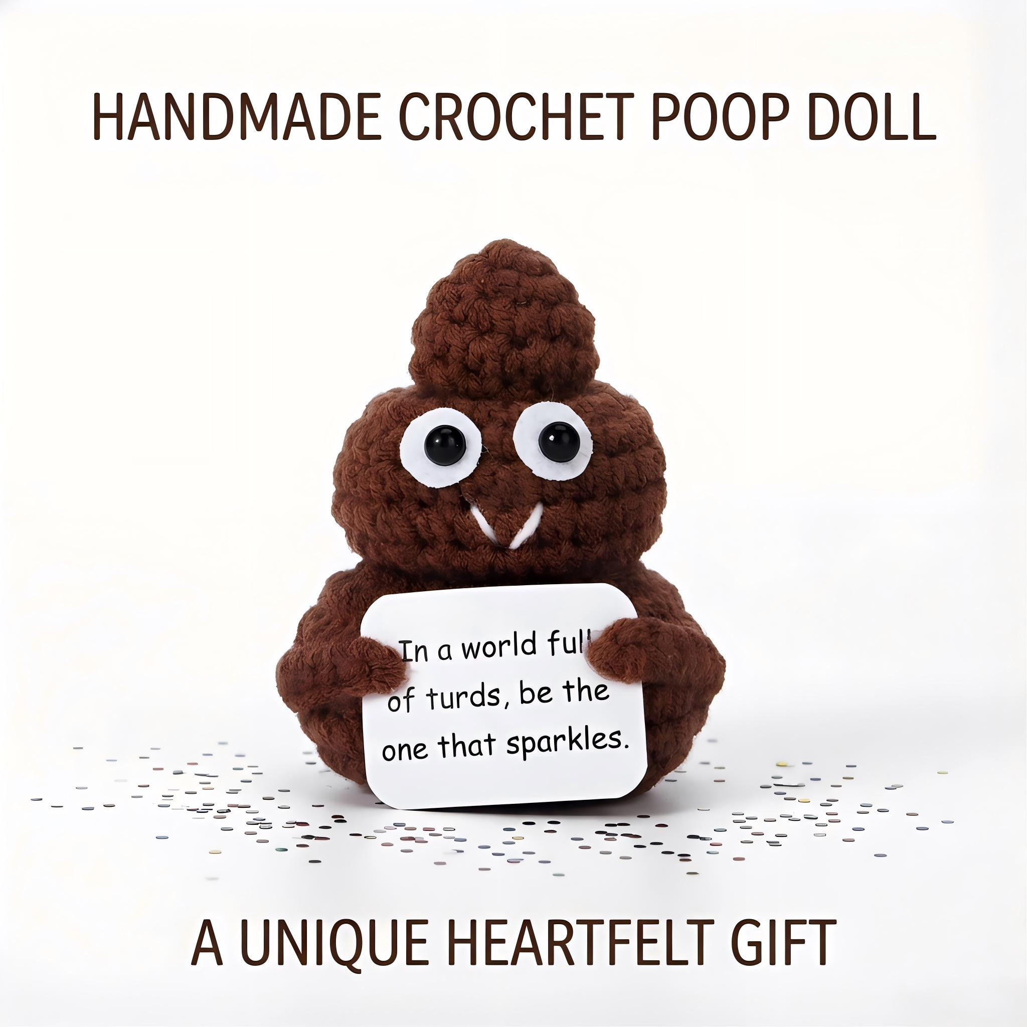 dorable Handmade Knitted Poop Doll Emotional Support Plush Soft Squeezable Stress Relief Toy Ideal Christmas Presents Holiday Gifts Birthday Gifts For Women Men Him Teacher Appreciation Small Cute Gift Bag Pendant Desk Decor Travel Companion Party Favor