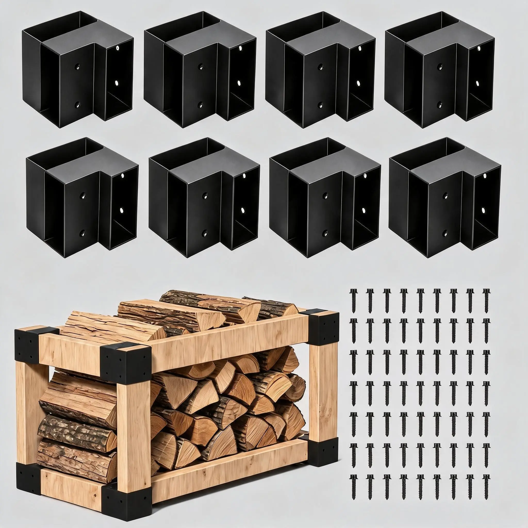 8-Pieces Heavy-Duty 3-Way Right Angle Steel Workbench Brackets Kit, Corner Braces with Screws for 2x4 (1.5x3.5 in) DIY Bench, Garage Table Projects