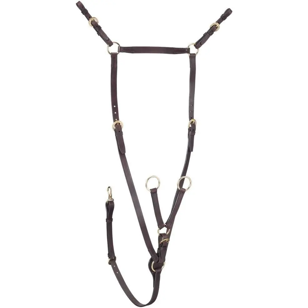 Full Size Brown Leather Breastplate with Martingale Strap, Traditional Equestrian Tack with an Adjustable Fit for Saddle Stability, Small/Full, Outdoor Riding