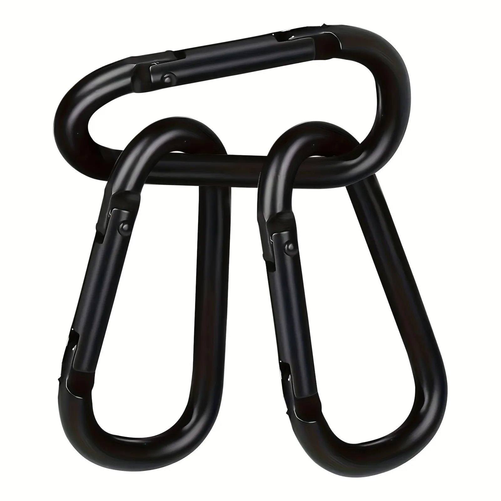 3-Pack Durable Black Outdoor Utility Suspended Hooks - Thick D-Ring Quick Hooks, Multi-Use Home Organizers for Campers/Climbers Adults, All-Seasons Bag & Keychain Storage