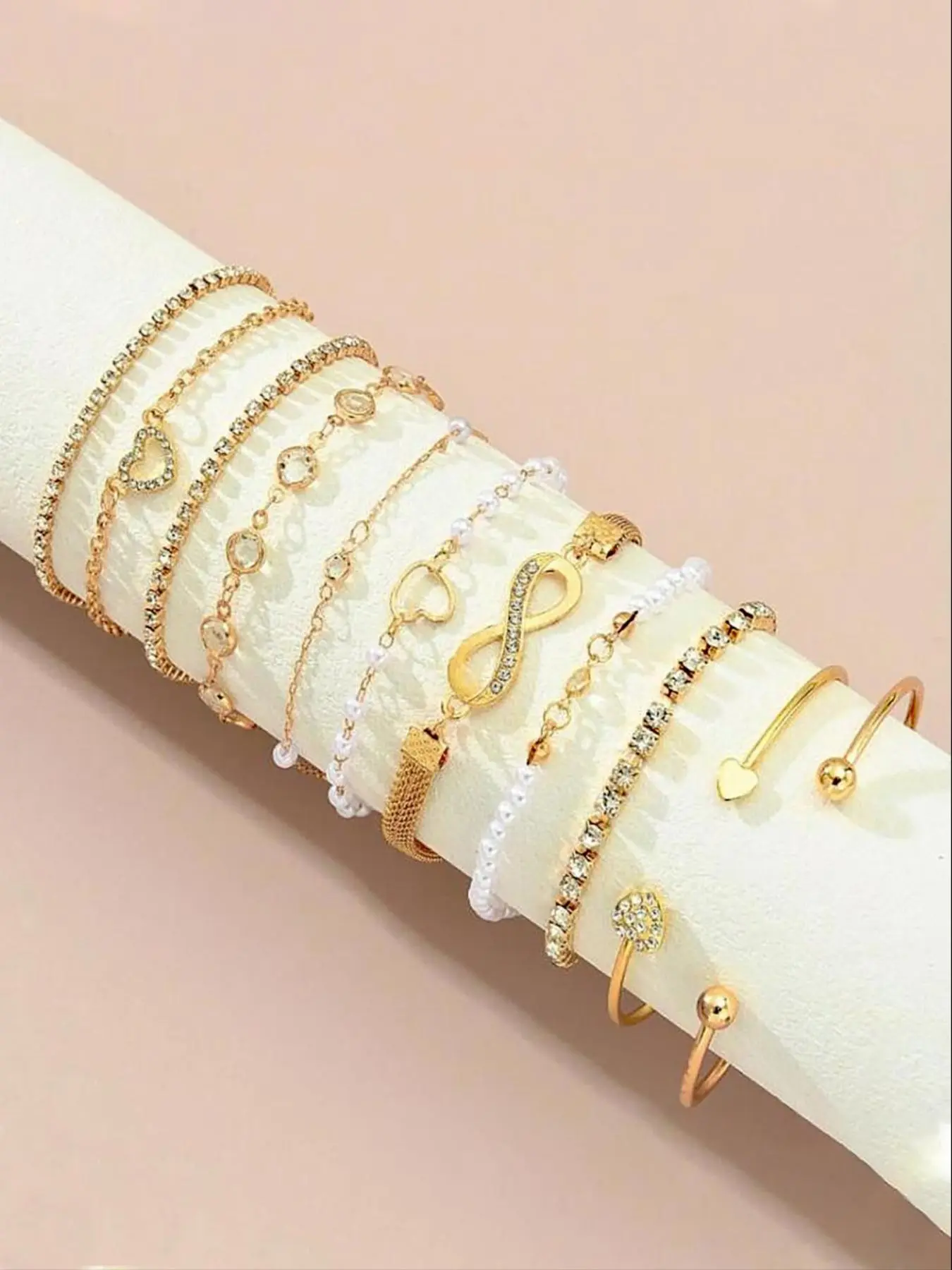Elegant Simulated Pearl Zircon Bracelet Set, Snake Bone Box Chain Twisted Design, Casual Jewelry for All Seasons, Perfect Gift for Women, Fashion Bracelets, Exquisite Trendy Bracelet, Beautiful Bracelets