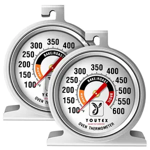 2-Pack Oven Thermometer, Upgraded 100-600°F No-Holes Non-Discoloring Easy-to-Clean for Healthier Cooking, Easy-to-Read with Large Bright Numbers for Gas & Electric Ovens, Grills, and Smokers