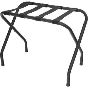 Folding Luggage Rack, Heavy Duty Metal Suitcase Stand with Nylon Straps, Collapsible Luggage Rack for Guest Room Space-Saving Luggage Organizer for Bedroom & Hotel