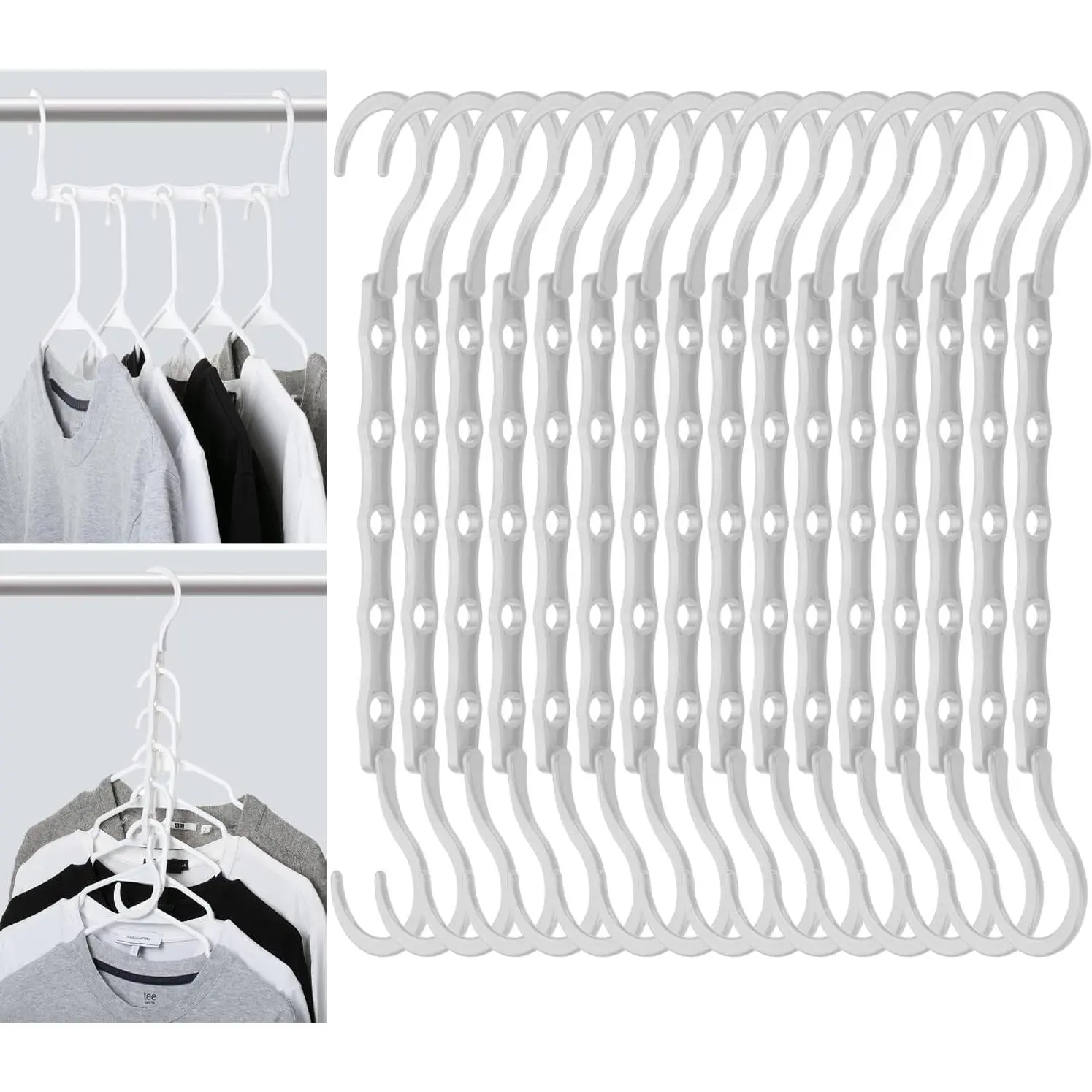 - Space Saving Hangers, 16 count, 360° Rotating Hooks | Magic Cascading Hanger Organizer with 5 Enclosed Slots, Closet Organizers and Storage for Clothes