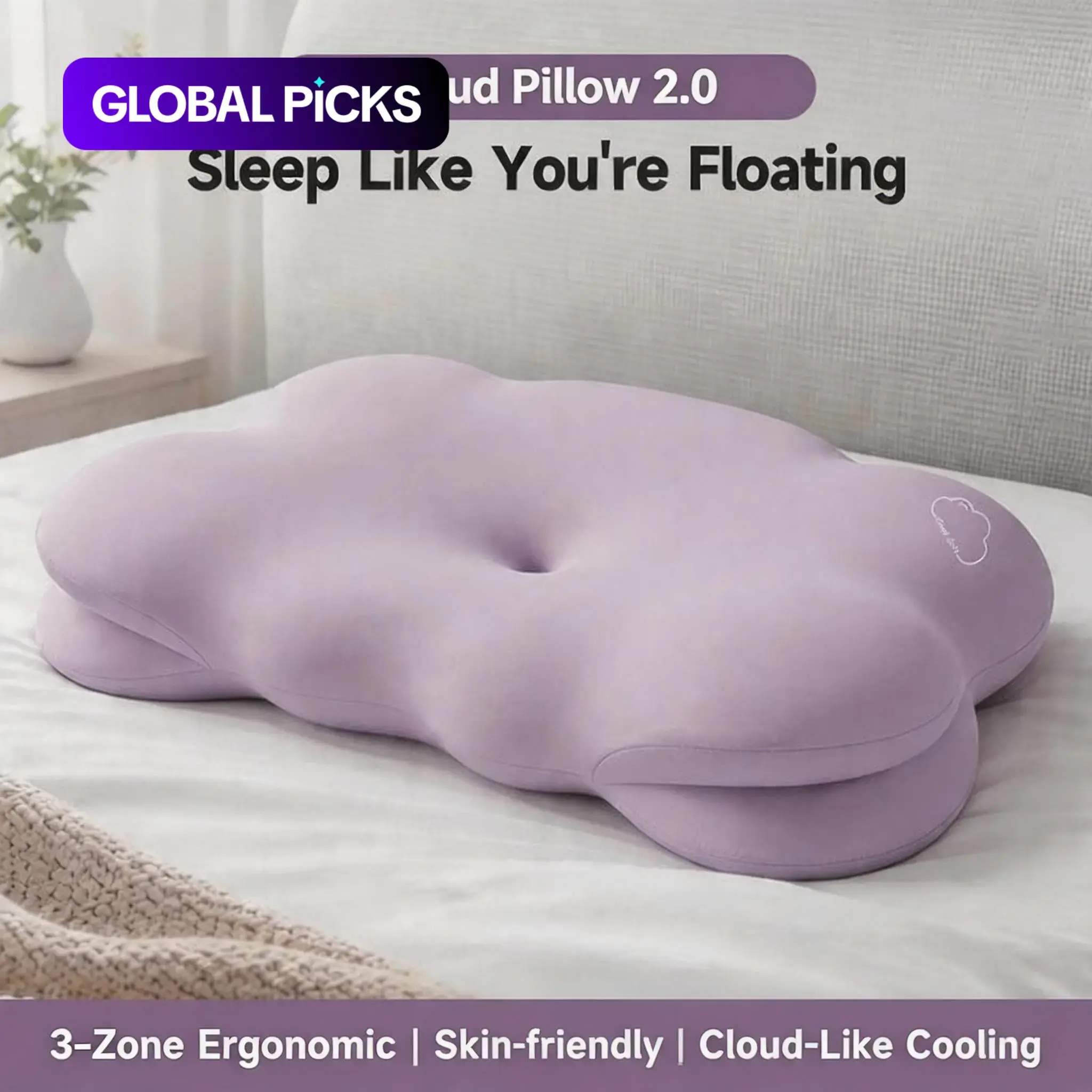Somelle DeepRest Cloud Pillow 2.0, 3-Zone Cooling Memory Foam Ergonomic Pillow for Neck Pain Relief, Morandi Upgraded for Side Back Stomach Sleepers #GLOBAL PICKS