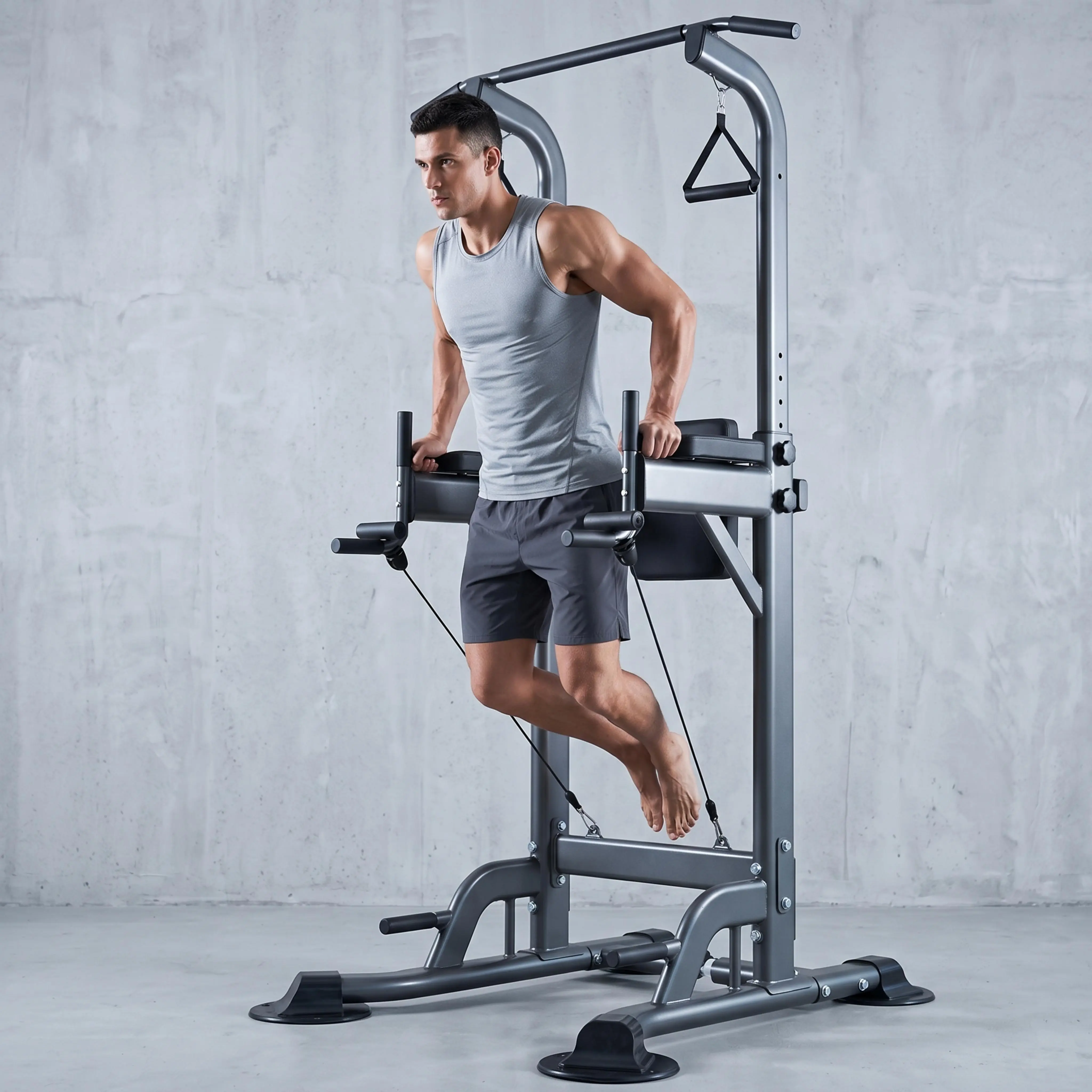Unisex Adjustable Stainless Steel Pull-Up Bar - Weight Training Home Gym Equipment with Resistance Bands, Dumbbells for Full-Body Workout, Adjustable Bar