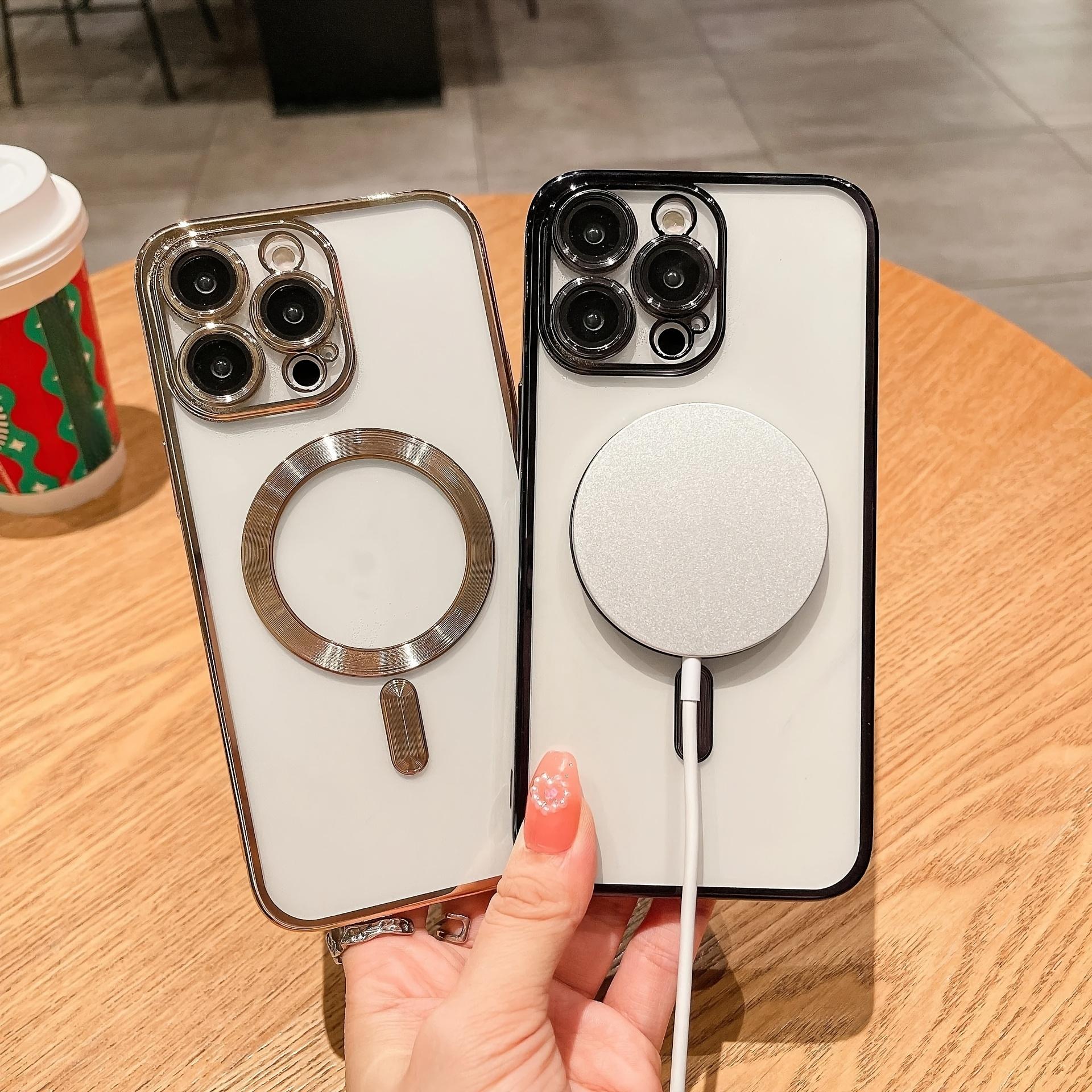 Magnetic Electroplated Cases for 17 16 15 14 13 12 11 Pro Max plus Transparent with Camera Lens Protection Glass Wireless Charger Cover Compatible with MagSafe Protector Soft Slim Shockproof Phone Case Cover for iPhone 17 Pro Max