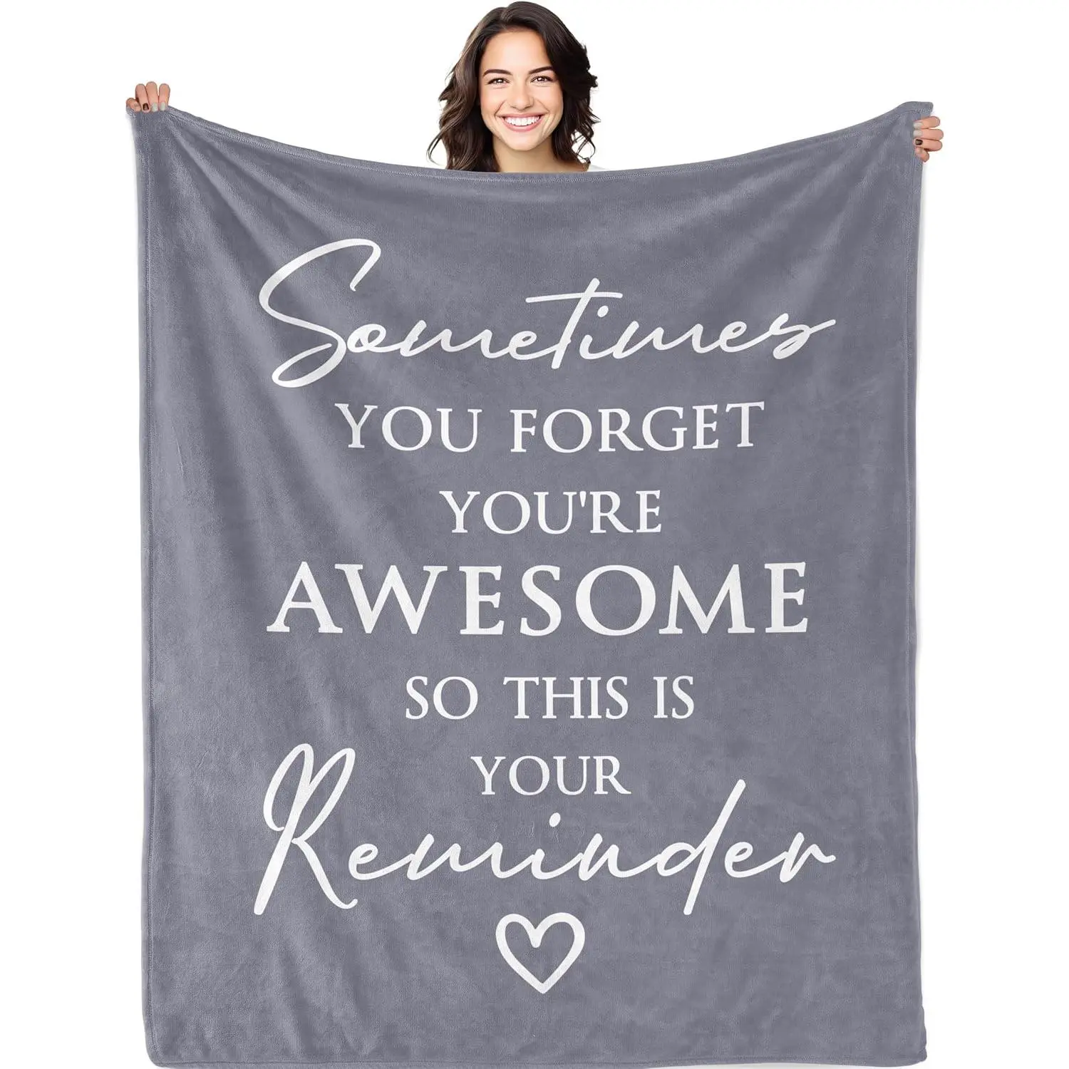 Positive Affirmation Blanket, Sometimes You Forget You're Awesome Throw Blanket, Inspirational Self Love Blanket, Emotional Support Gift for Women Daughter Best Friend, Cozy Flannel Encouragement Blanket