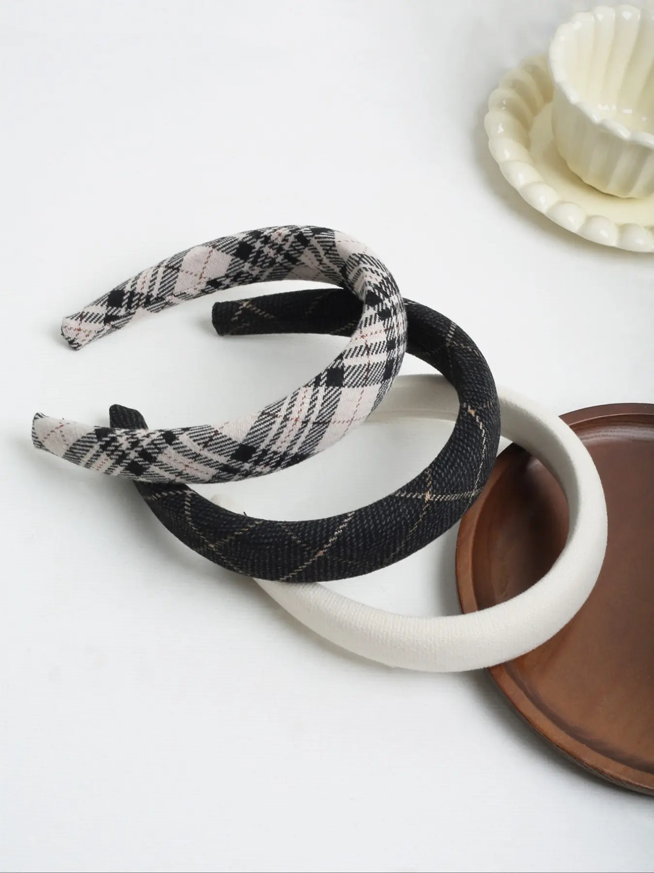 3pcs Elegant Plaid Colorblock Sponge Headbands, Vintage High Crown Design, Suitable for Daily & Casual Gatherings