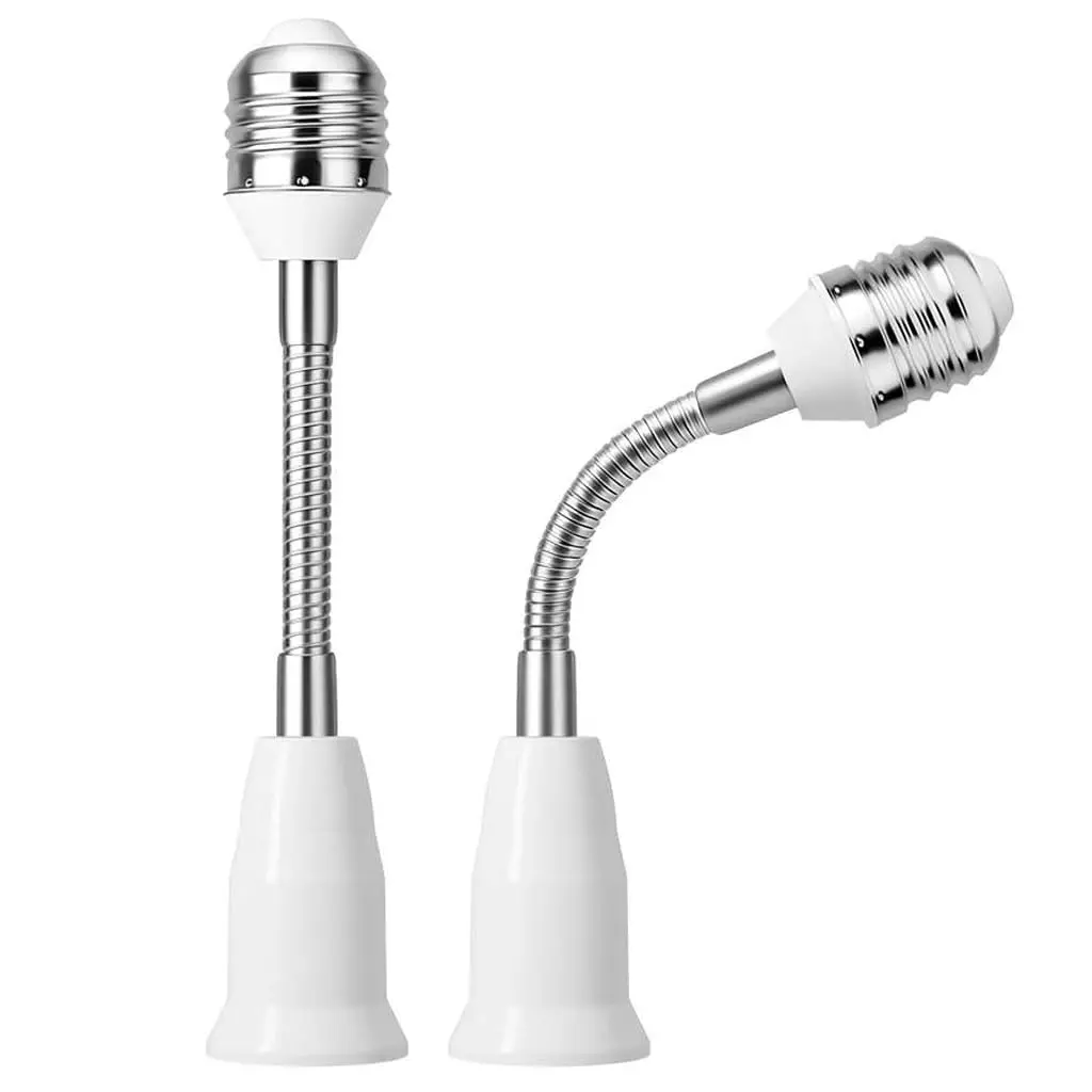 E26 Light Socket Extender 6.1 Inch, 2 Pack E26/E27 Flexible Extension Adapter Adjustable  Direction Bulb Extension Converter Heat Resistant PBT Material Lamp Holder