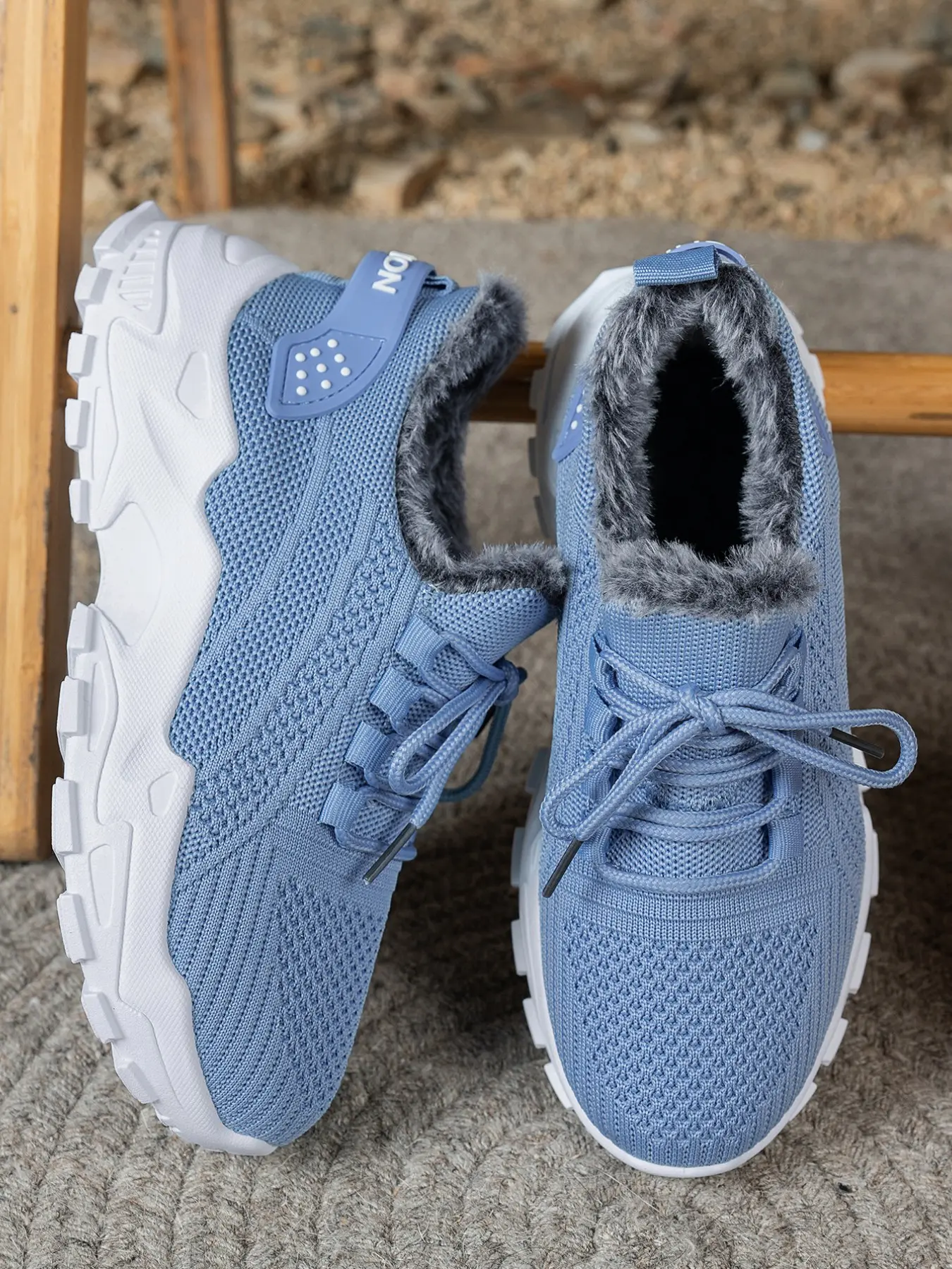 New Warm Lining Flyknit Dad Shoes for Women, Winter Thickening Anti-Slip Sole Casual Sports Shoes, Fall Winter Essential Height-Boosting Warmth
