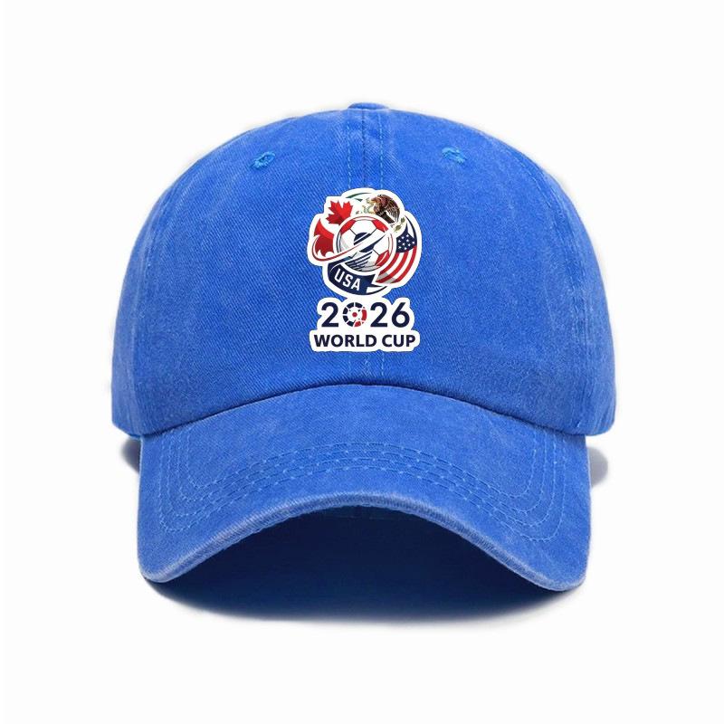 2026 USA-Canada-Mexico World Cup Printed Washed Vintage Soft Top Baseball Cap for Men and Women, Trendy Hat Reindeer Cupid