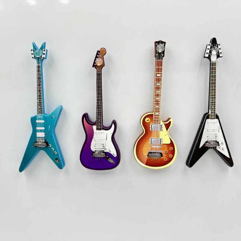 Guitar Shaped Fridge Magnet, 4 Counts/set Cute Guitar Design Fridge Magnet, Home Decor for Kitchen Office, Kitchen Utensils