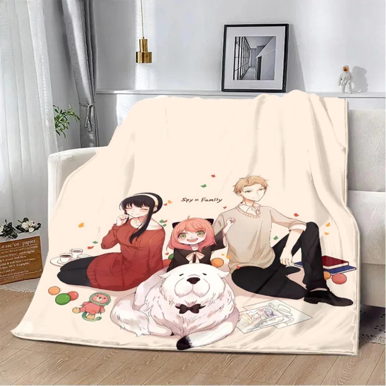Spy x Family Anime Cartoon Printed Flannel Blanket Soft Cozy Warm Throw Blanket for Sofa Bed Picnic Travel Home Decor Birthday Gift for Fans