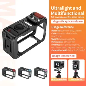 Metal Cage for DJI Osmo Action 5 Pro,DJI Action3/4/5 Pro Premium Accessories Multifunction Protective Frame Case Aluminum Housing Camera Expansion Protector