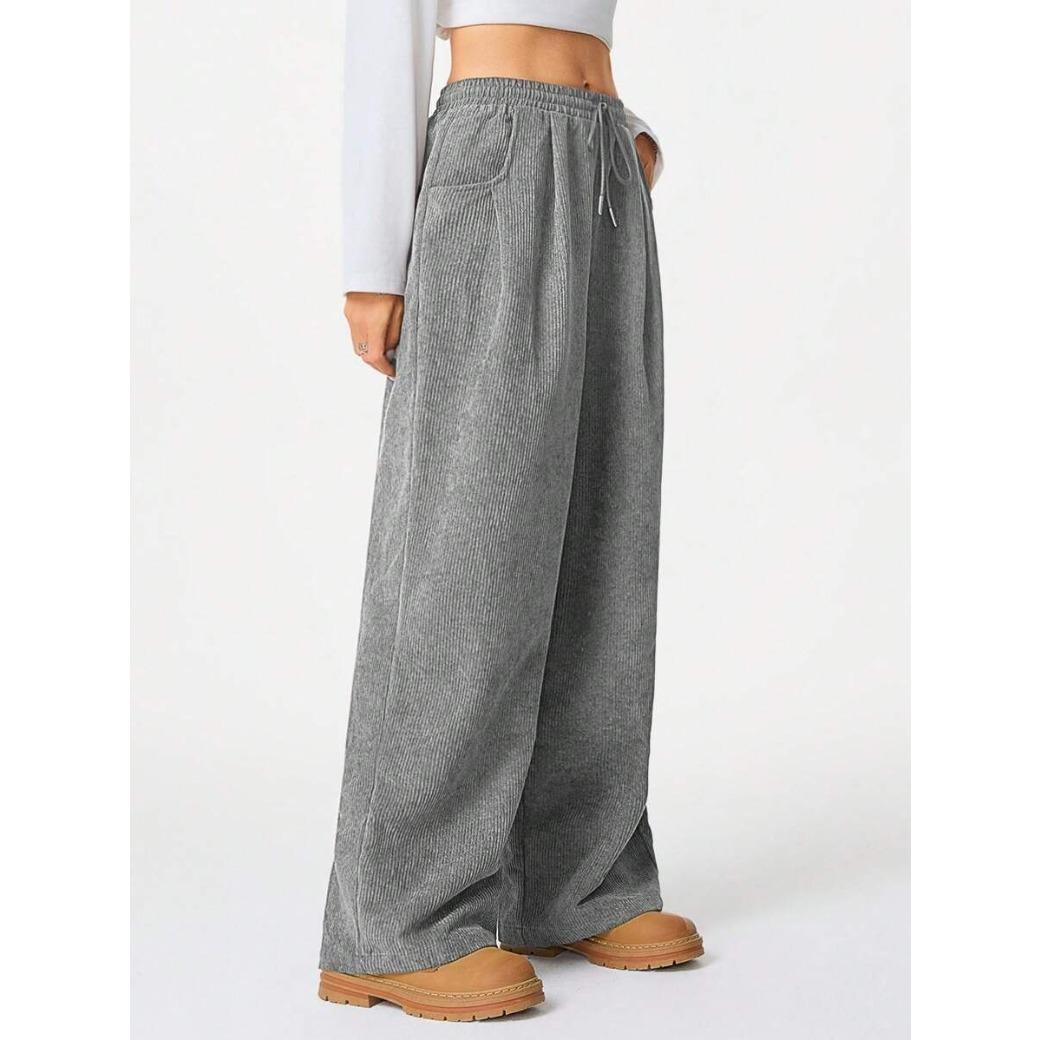 Womens Retro Corduroy Cargo Pants Vintage Y2K Hip Hop Streetwear Drawstring Elastic Waist Straight Wide Leg Trousers Loose Baggy Relaxed Fit Casual Daily Commute Outdoor Fashion Trendy Fall Winter Essential Bottoms For Women Adults