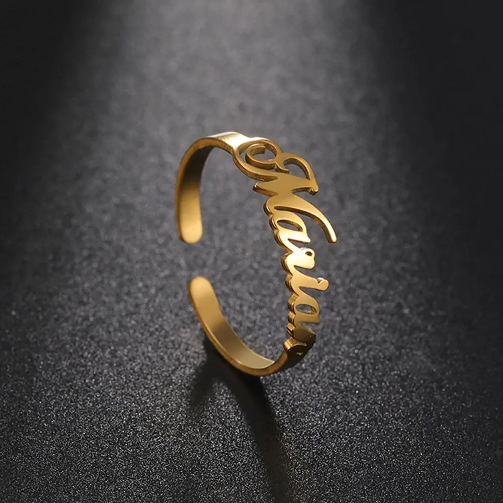 COOLTIME Custom Letters Ring Stainless Steel Fashion Personalized Couple Ring for Women Men Jewelry Wedding Gift Wholesale