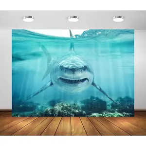 7x5ft Fabric  Under The Sea Backdrop Underwater World  Aquarium Background  Theme Party Decorations Banner Birthday Photoshoot Studio Props