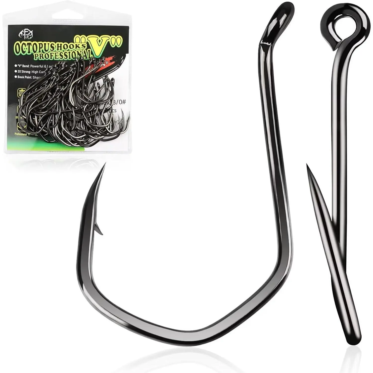 Octopus Hooks Fishing Hooks for Saltwater Freshwater Offset Catfish Hooks for Bass Trout Redfish Fishing Hook Size 1 2 4 6 1/0-8/0 with 50/60/70/80/100PCS