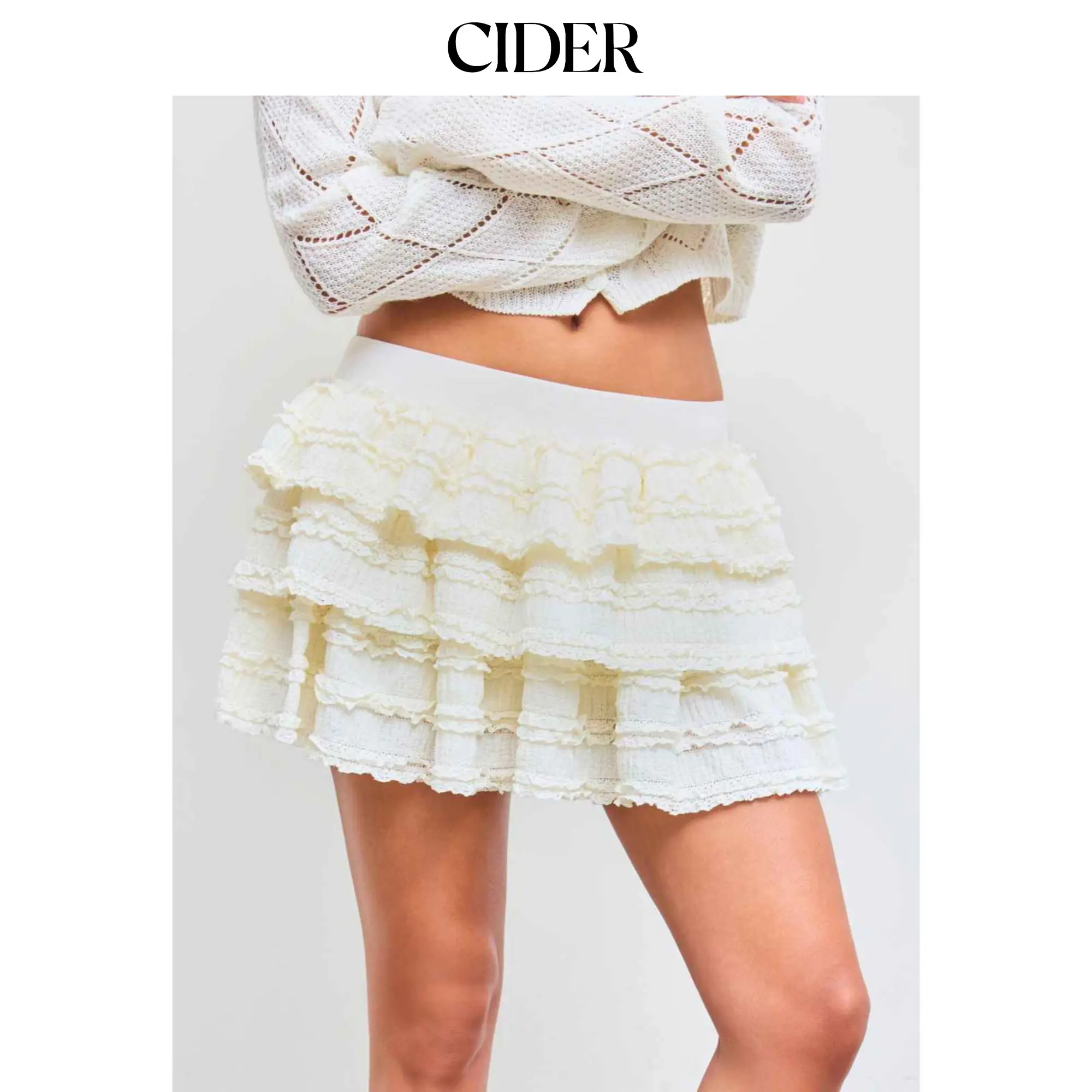 Cider [size 2-10] Low Rise Solid Ruffle Layered Mini Skirt