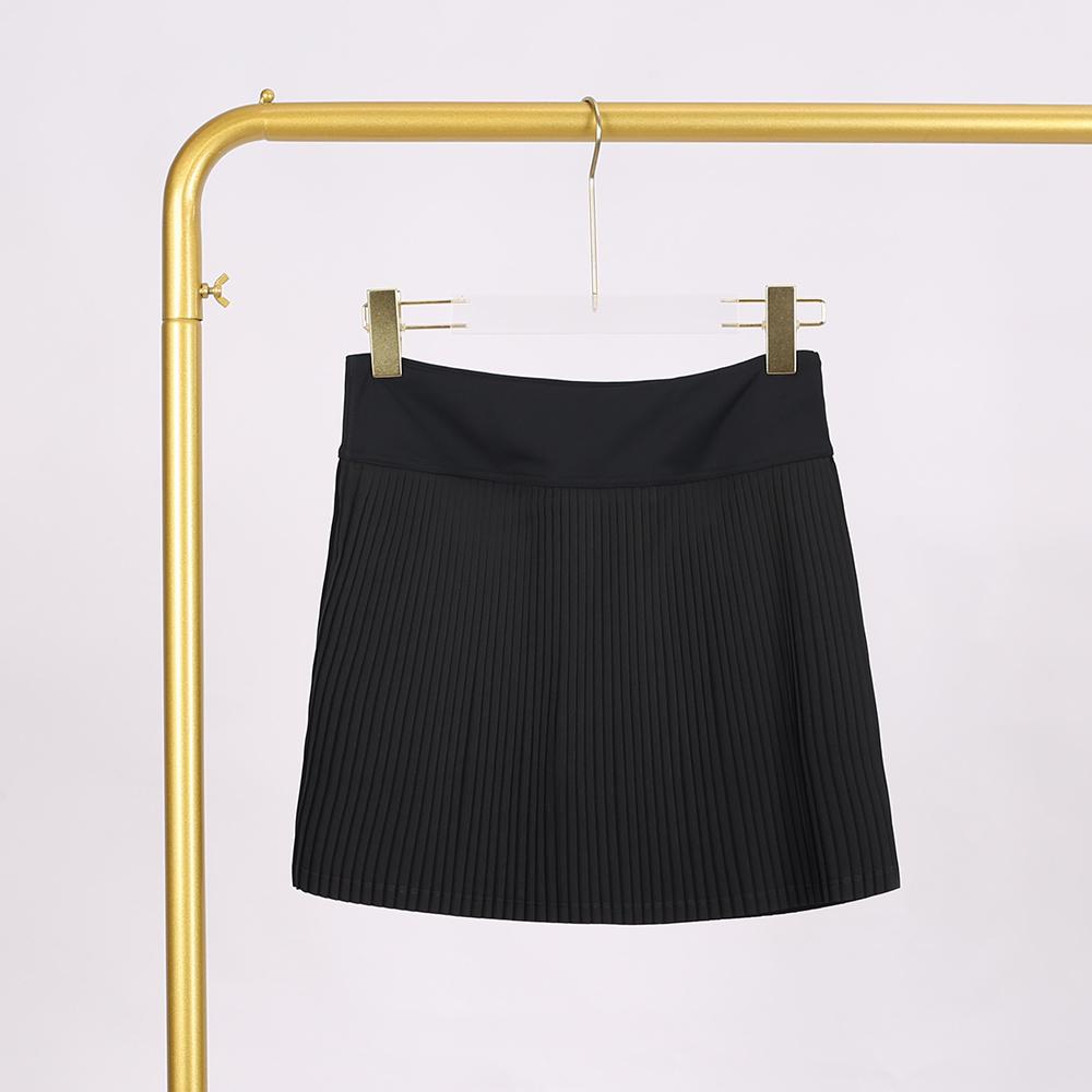 lulu Solid-Color Pleated Skirt with Accordion Pleats, Quick-Dry Fabric, High-Waisted Design, and Pleated Lining