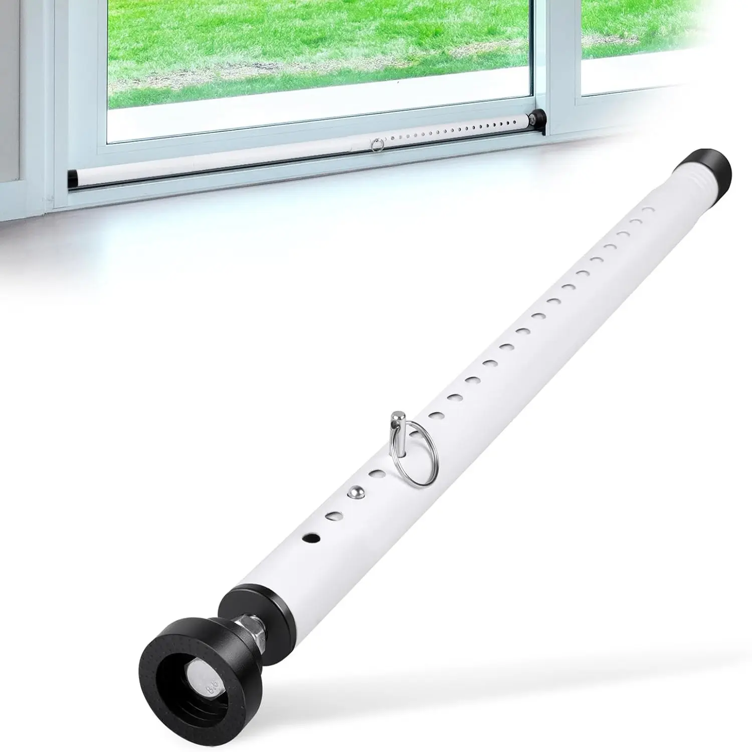 Adjustable Sliding Door Safety Rod, 17-52 Inches, Rubber Tips, Window Security Bar, Indoor Use, Home Apartment Safety