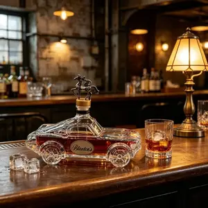 Handmade High Borosilicate Glass Bottle, Car Shape, Whiskey, Brandy, Xo, Tequila, Dispenser, Bar Decor, Creative Design, 1pc