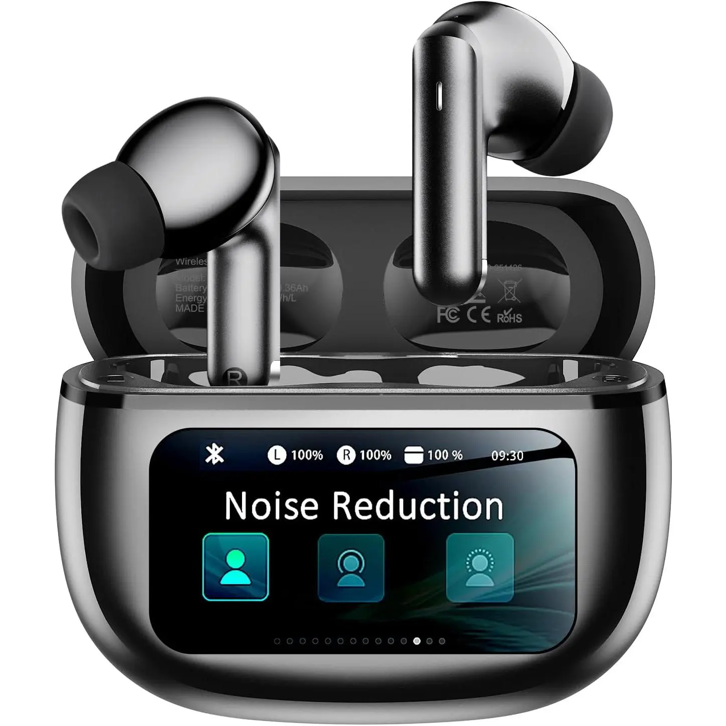 Wireless Earbuds, Ear Buds Active Noise Cancelling with Charging Case, 6.0 Bluetooth Earbuds with AI Clear Calls, 40H Playtime for Sports & Working, Stereo Sound Headphones for iPhone/Android-Black