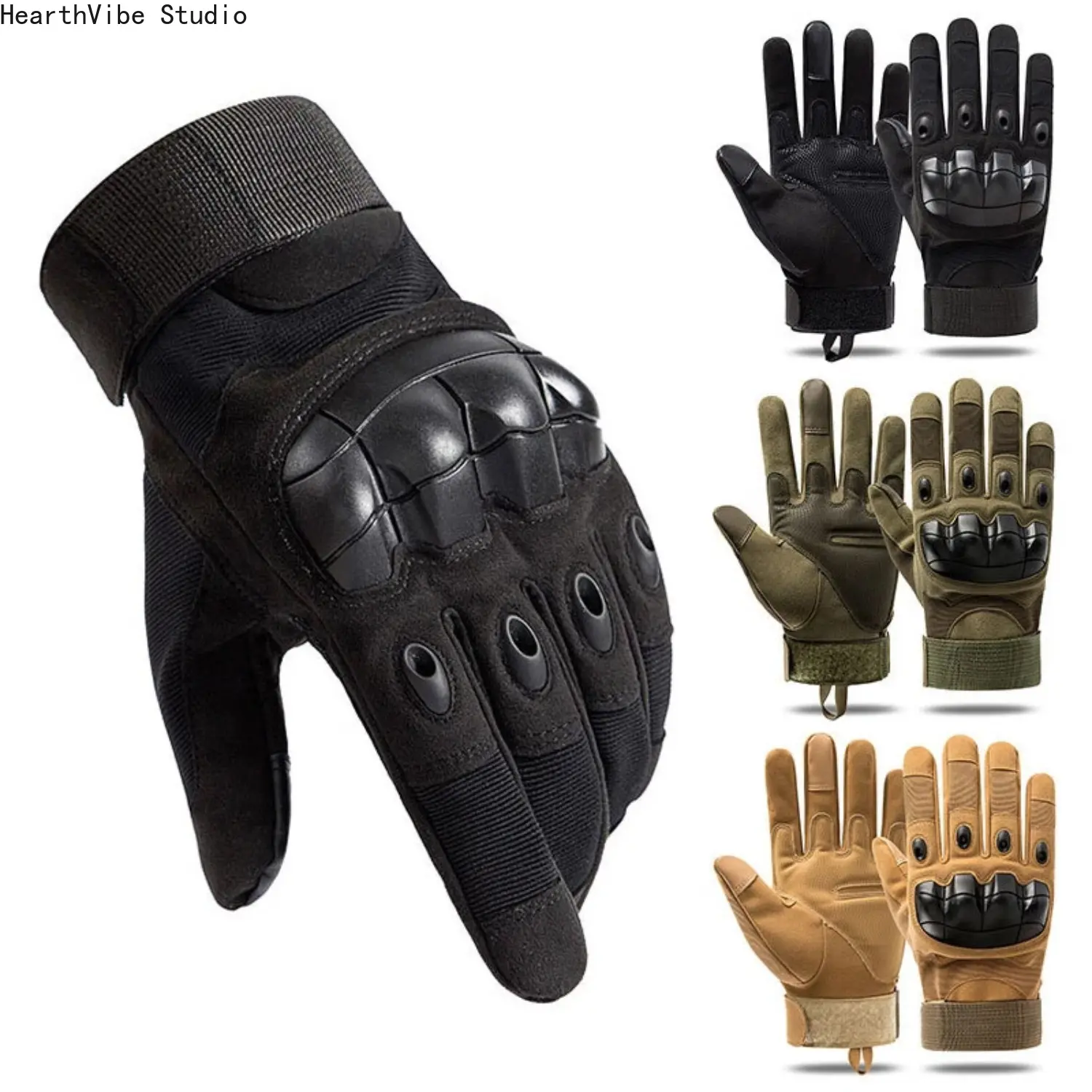 Full-Finger Tactical Protective Gloves for Men - Breathable, Hard Knuckle Protection for Motorcycle Riding, Hunting