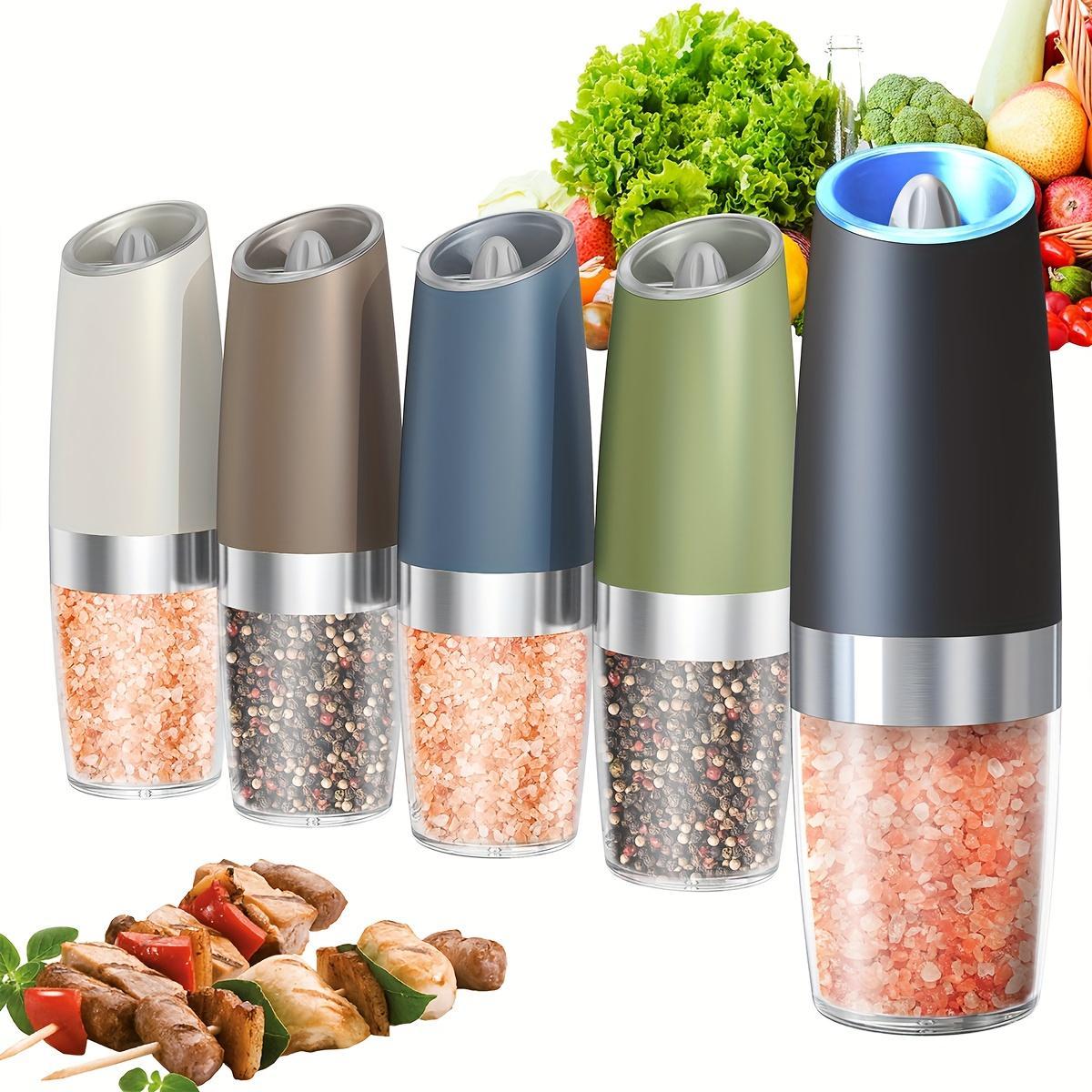 1pc/2pcss CLITON Salt And Pepper Grinder Electric 2pcs, Electric Battery Salt And Pepper Grinder Set, Electric Salt And Pepper Grinder Set, Salt And Pepper Shakers Set, Large Capacity with LED Light, Multiple Style Options, Kitchen Gift