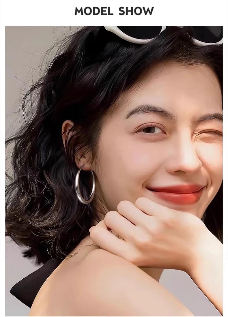 Large-circle plain ring earrings for women, high-end ear clips, ear studs, best-selling ear rings and earrings