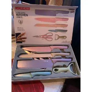 6 PCS Colorful Kitchen Knife High Carbon Flimsy Stainless Steel Kitchen Knife Set