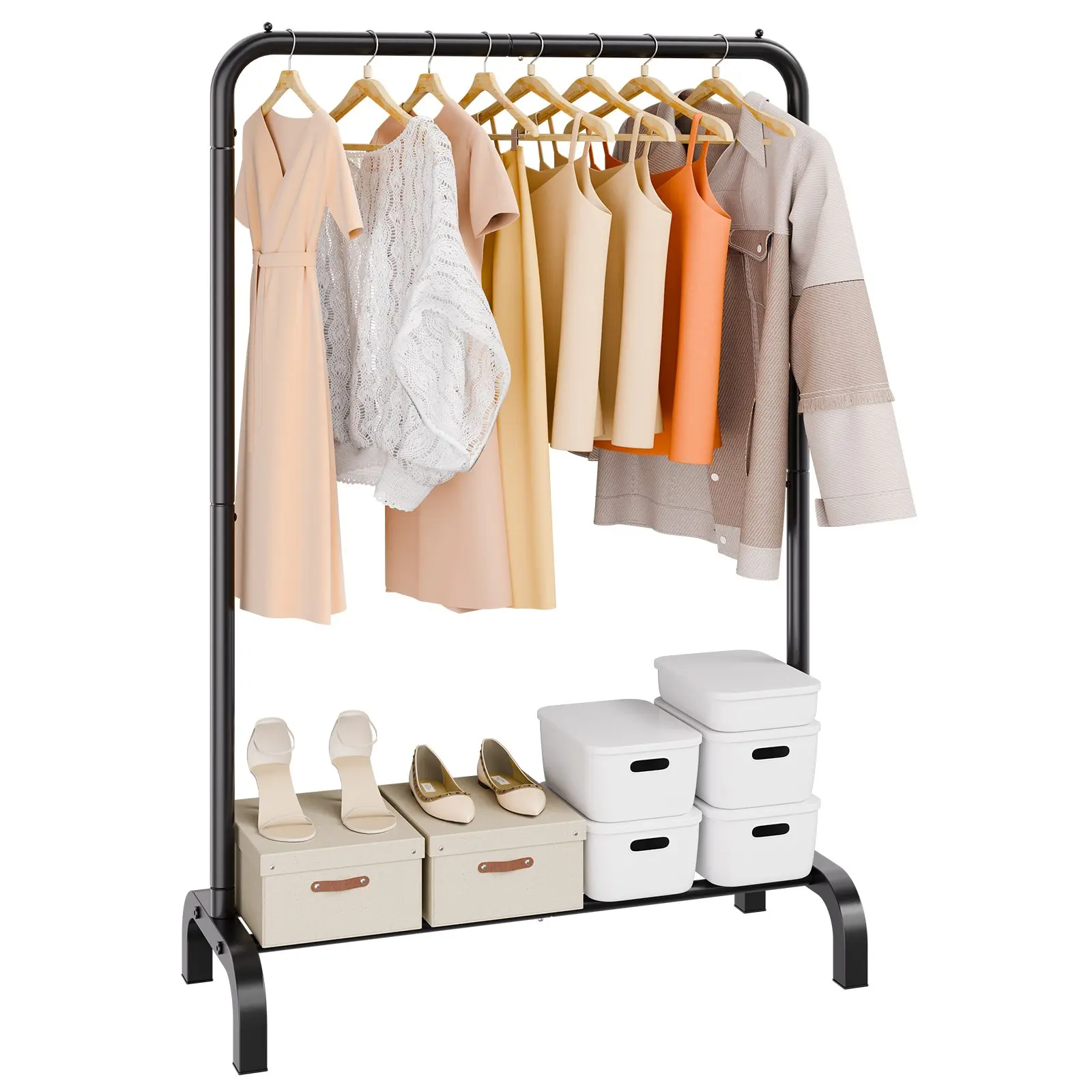 【DealsForYouDays】VEVOR Clothes Rack, Heavy Duty Clothing Garment Rack with Hanging Rod and Bottom Storage Area, Clothing Rack for Bedroom Guest Room
