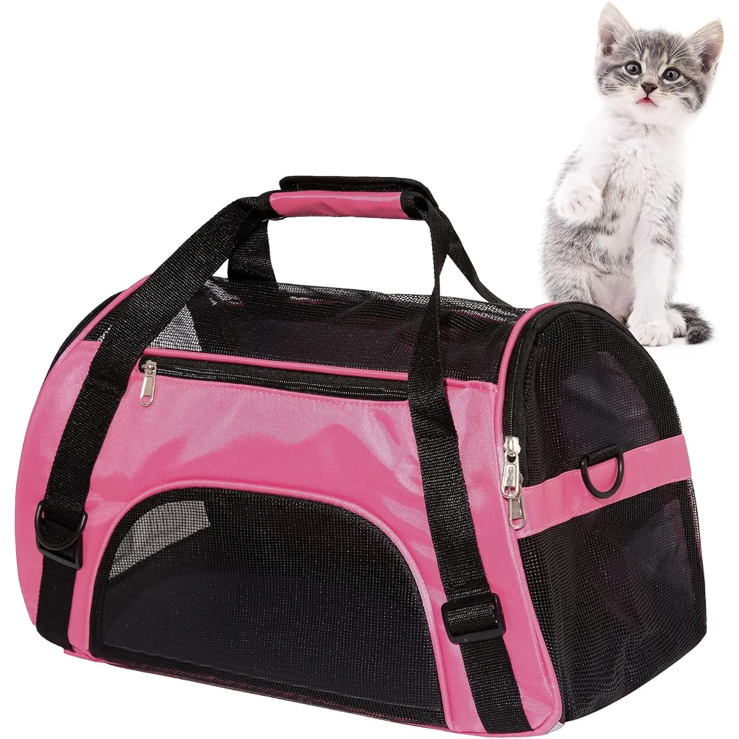 Cat Carrier for Cats Soft-Sided Travel Pat Carrier for Cat with Wooden Padding Board Airline Approved Lightweight Comfortable Cat Bag for Puppy Small Pets (Small, Pink)
