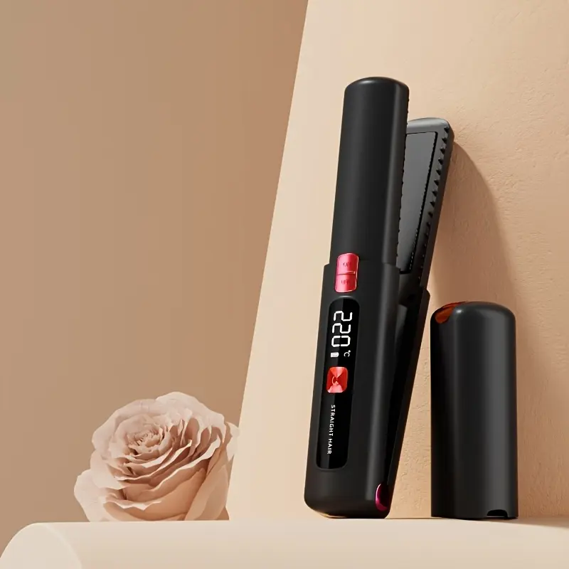 1pc Compact Cordless 2-in-1 Hair Straightener & Wand, USB Rechargeable 4500mAh Lithium Battery, Anti-Scald, Constant Temperature Control, Ionic Care, Travel-Ready Dry Hair Styling Tool, Durable Mini Styler, Cordless Hair Straightener