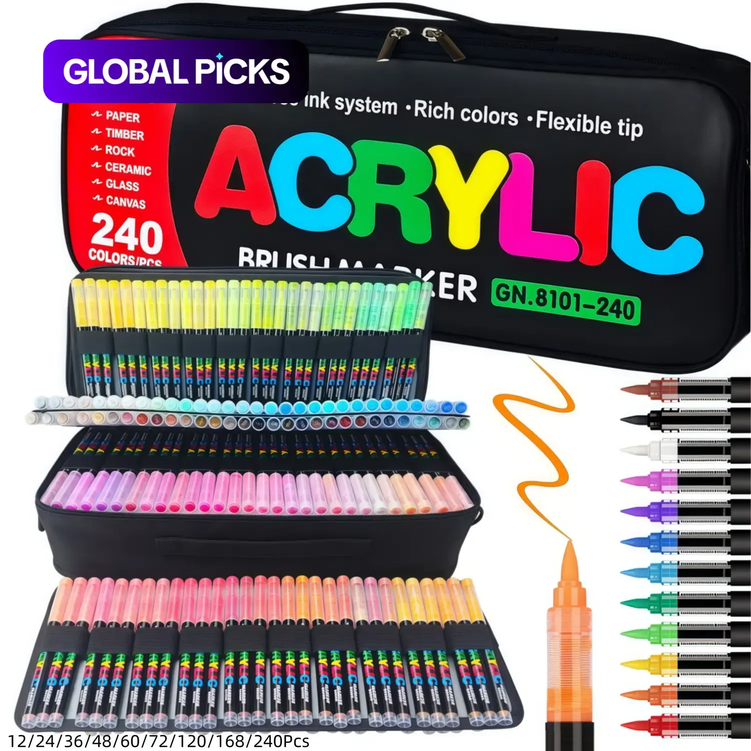 Acrylic Marker Pen Set, 24pcs/set Waterproof Soft Tip Art Paint Marking Pen, Art Supplies for Glass Stone Wood Plastic Paper, Acrylic Brush Marker, Art Markers Set