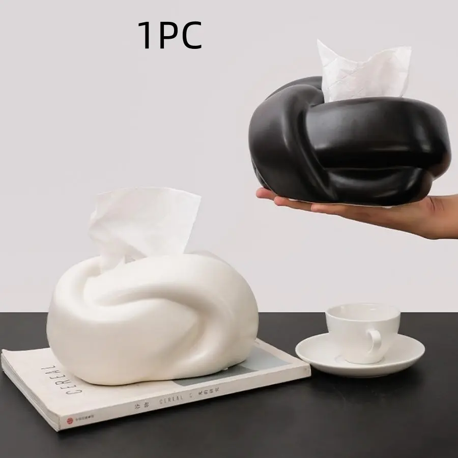 Simple Knot Fun Tissue Box, Ceramic Napkin Box for Living Room Coffee Table, Tabletop, Bedroom, Kitchen, Unique Design, Home Decor, Decoration, Funky Cute