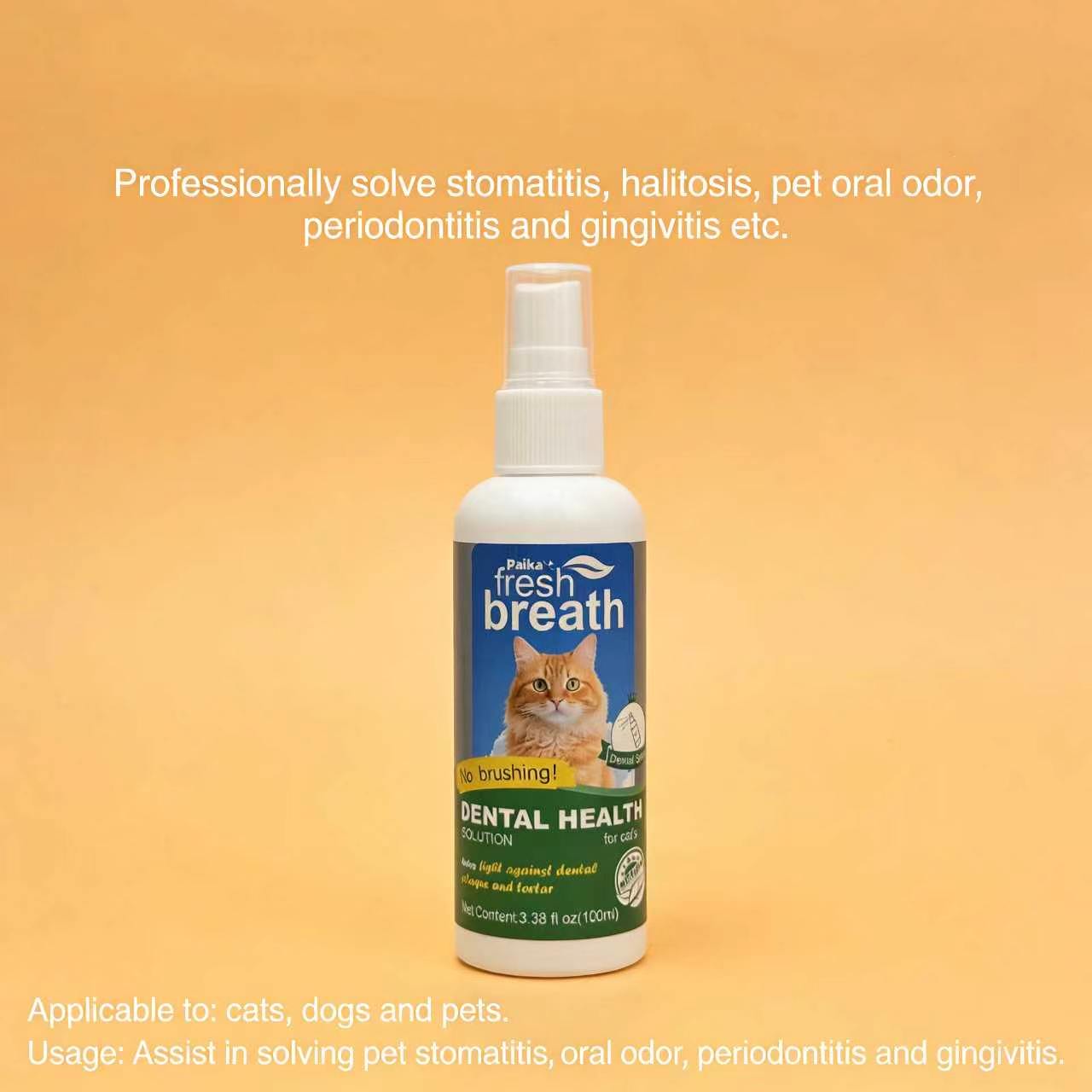 Paika Pet Cat Oral Spray, Liquid Form, No Ca Prop 65 Warning, Suitable for Cats, Ideal for Oral Care, Pet Health Supplement