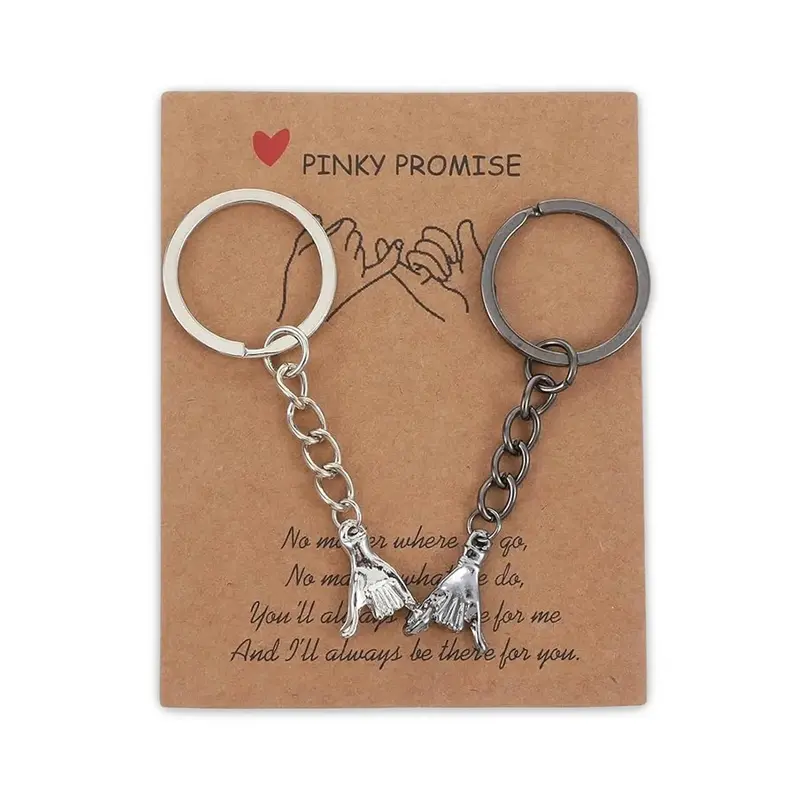 Pink Promise Couple Matching Keychains 2-Pack, suitable for couples, friends, and family, exquisite heart-shaped puzzle, the best gift for her, suitable for best friends, lovers, Valentine's Day, and birthdays