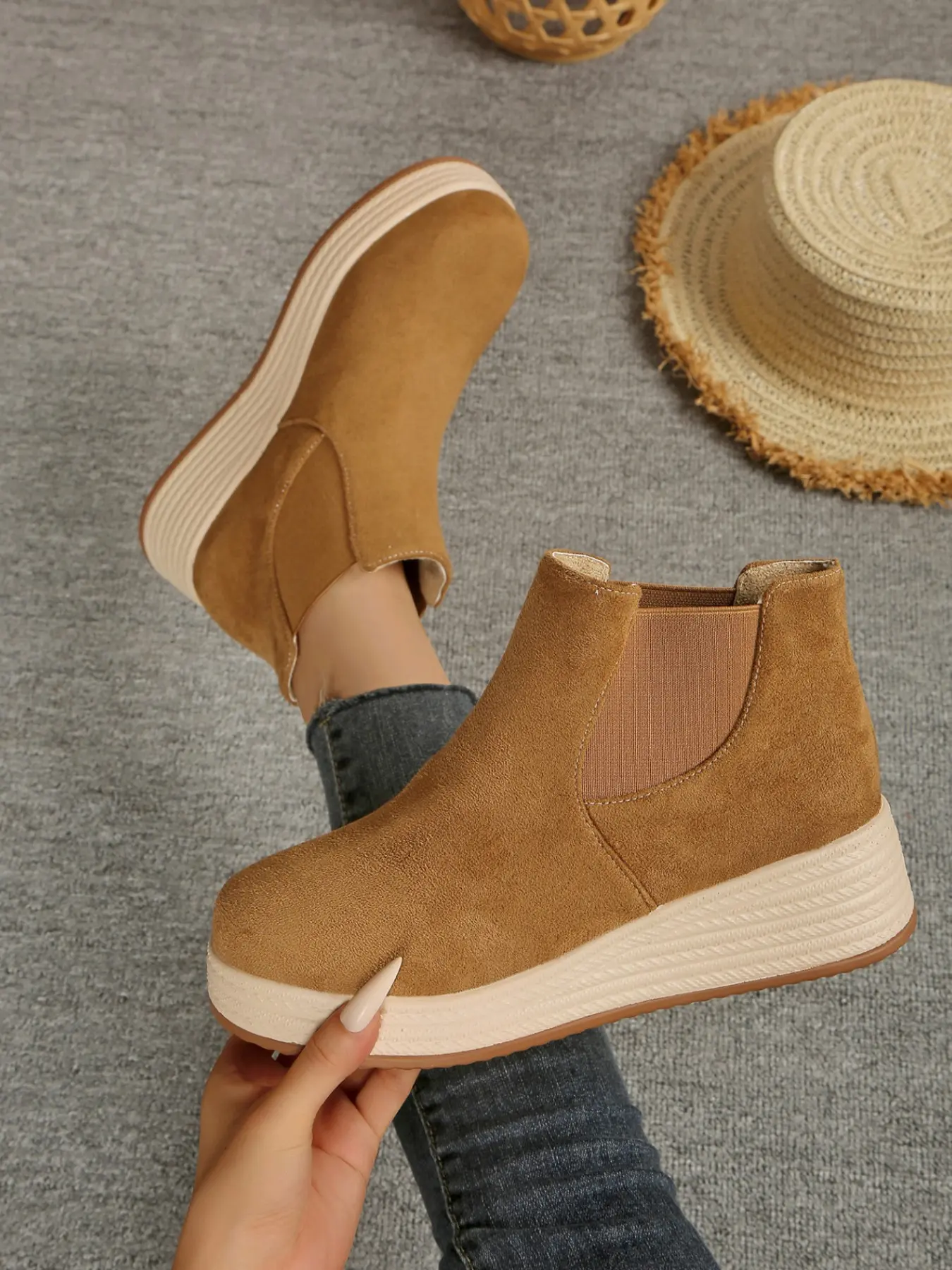 Women's Thick Sole Short Boots, Spring & Fall New Arrival, Flat Anti-Slip Versatile Lightweight Comfortable Fashion Ankle Casual Boots