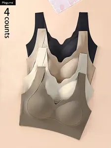 Women's Plain Seamless No Underwire Soft Comfy Bra, Comfortable Knit Lingerie, Daily Wear and Sleep Seamless Bras