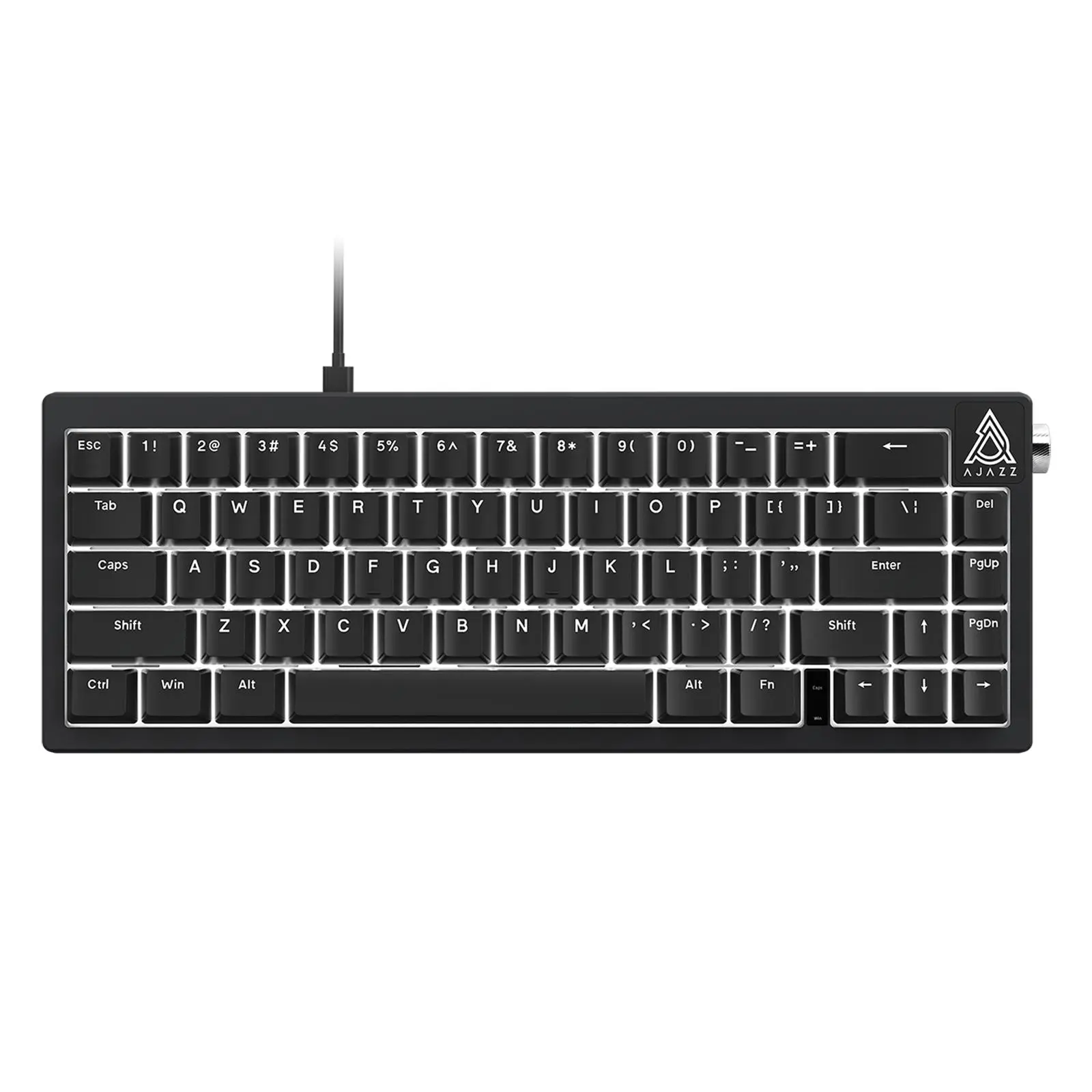 AJAZZ AK650 Wired Gaming Mechanical Keyboard Red Switch OEM Black Keycap Volume Adjustment Knob 65 Key Computer Office Mechanical Keyboard DIY White Light Effect DIY Support Multi System Suitable for Office and Esports Games